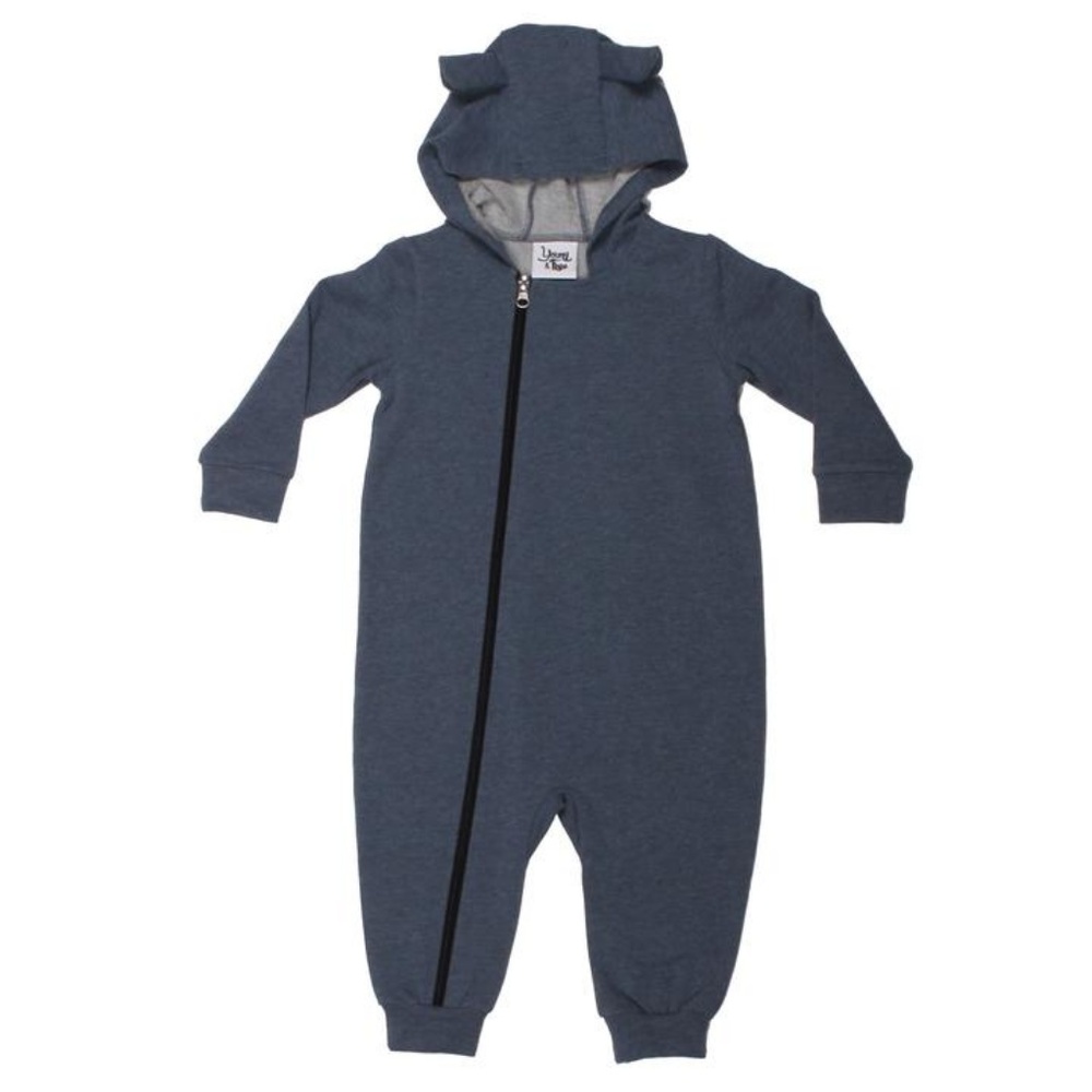 NWT Unisex Blue Hooded Playsuit with Bear Ears